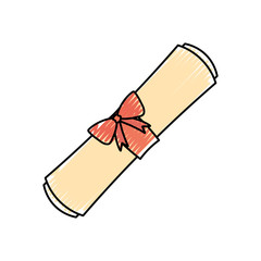 flat  line colored certificate of graduation over white background  vector illustration