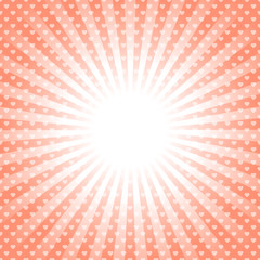 Pop Art template with hearts, Retro sunburst ray in vintage style
