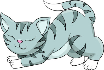Векторное изображение милый серый котенок