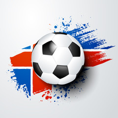 Fussball Welt oder Europa Meisterschaft mit Ball und Island Flagge.