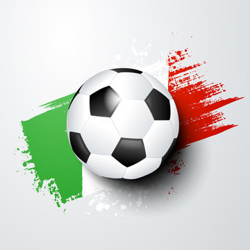 Fussball Welt oder Europa Meisterschaft mit Ball und Italien Flagge.