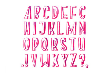 Colorful watercolor aquarelle font type handwritten hand draw abc alphabet letters