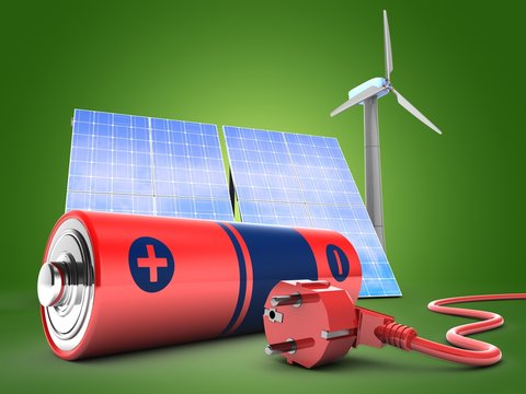 3d battery with solar and wind energy