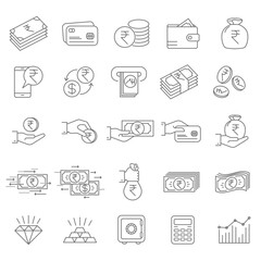 Indian rupee financial icons