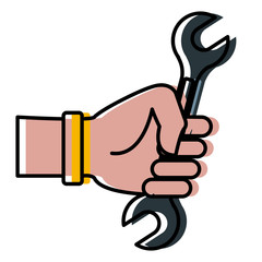 Hand holding wrench icon vector illustration graphic design