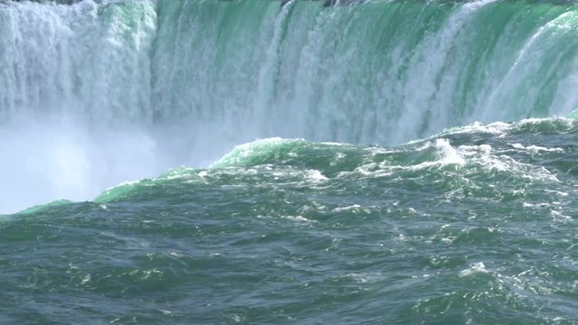 Static tri pod close up of the impressive and massive water fall Niagara Falls. Water only, great for VJ visuals and cut scene, shot from the canadian side faceing USA in 4K 
