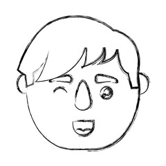 cartoon man face icon over white background vector illustration