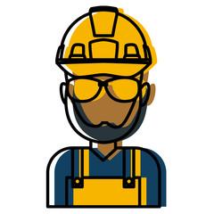 Construction worker cartoon icon vector illustration graphic design