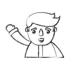 cartoon man with winter clothes icon over white background vector illustration