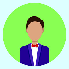Avatar Profile Icon Male Faceless User On Colorful Round Background Flat Vector Illustration
