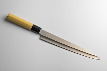 Japanese knife with wooden handle