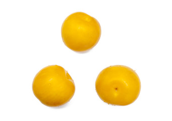 Three plums isolated on the white background