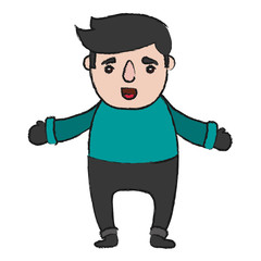 cartoon man with winter clothes icon over white background vector illustration