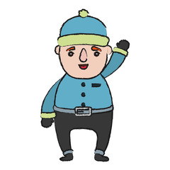 cartoon man with winter clothes icon over white background vector illustration