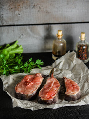 raw fish fillets - fish steaks