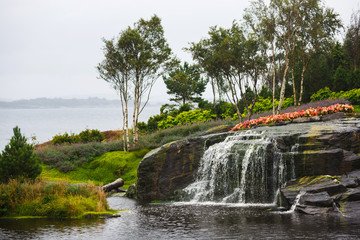 Fototapeta premium The waterfall in garden