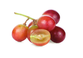 Ripe red grapes isolated on white background