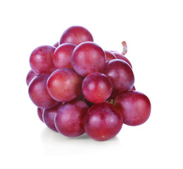 Ripe red grapes isolated on white background