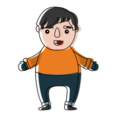 cartoon man with winter clothes icon over white background vector illustration