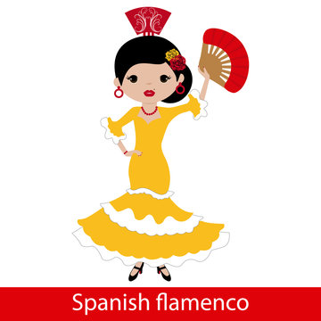 Girl in yellow flamenco dress