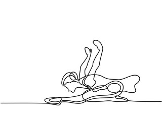 Continuous Line Art Drawing. Ballet Dancer ballerina. Vector Illustration