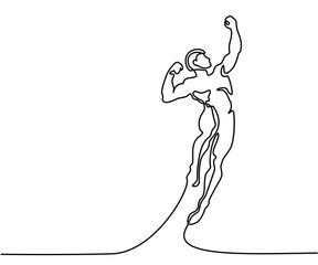 Continuous Line Art Drawing. Strong man jumping higher for sucsess. Vector Illustration