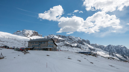 Madonna di Campiglio, Italy - April 24th, 2017: Winter landscape