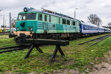 Naklejka premium Train standing on the tracs, Poland 2017
