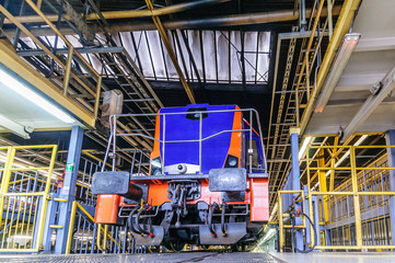 Locomotive at a maintenance station. Poland 2017