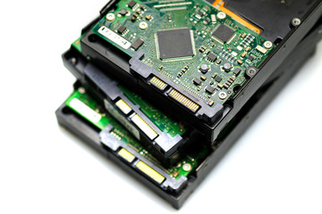 Electronic circuit board close up.