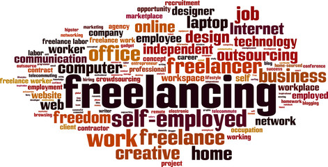 Obraz premium Freelancing word cloud
