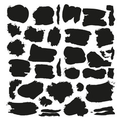Grunge black rough brush strokes vector set. Abstract brush rough black, illustration of stroke brush collection