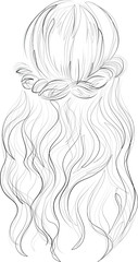 Beautiful woman long hair braided hairstyle vector illustration. Fashion, hairstyle icon. - 178720727