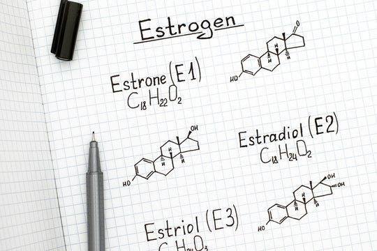 Chemical formulas of Estrogens with black pen