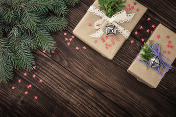 Christmas gifts with christmas decoration