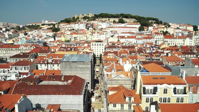 Aerial View Of Downtown Lisbon Skyline Of The Old Historical City In Portugal