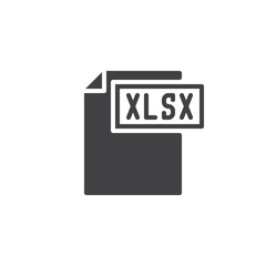 Xlsx format document icon vector, filled flat sign, solid pictogram isolated on white. File formats symbol, logo illustration.