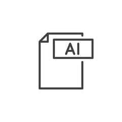 Ai format document line icon, outline vector sign, linear style pictogram isolated on white. File formats symbol, logo illustration. Editable stroke