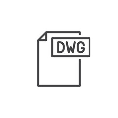 Dwg format document line icon, outline vector sign, linear style pictogram isolated on white. File formats symbol, logo illustration. Editable stroke