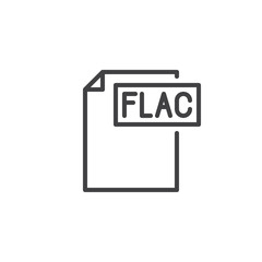 Fototapeta premium Flac format document line icon, outline vector sign, linear style pictogram isolated on white. File formats symbol, logo illustration. Editable stroke