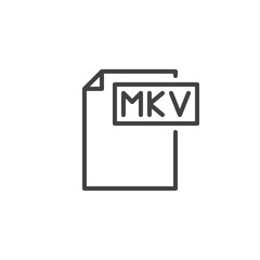 Fototapeta premium Mkv format document line icon, outline vector sign, linear style pictogram isolated on white. File formats symbol, logo illustration. Editable stroke