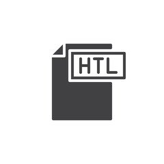 Htl format document icon vector, filled flat sign, solid pictogram isolated on white. File formats symbol, logo illustration.