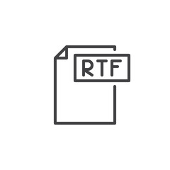 Rtf format document line icon, outline vector sign, linear style pictogram isolated on white. File formats symbol, logo illustration. Editable stroke