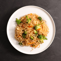 fried noodles with vegetable and soy sauce