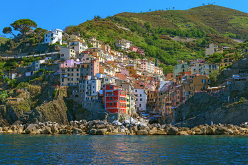 Village names Riomaggiore is in the Riviera di Levante region and has shoreline on the Mediterranean's Gulf of Genoa