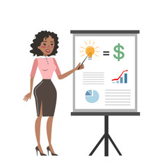 Businesswoman with chart board.