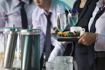 Hotel convention center tea or coffee break.