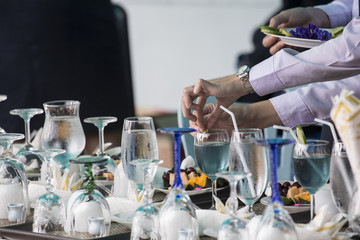 Hotel convention center tea or coffee break.