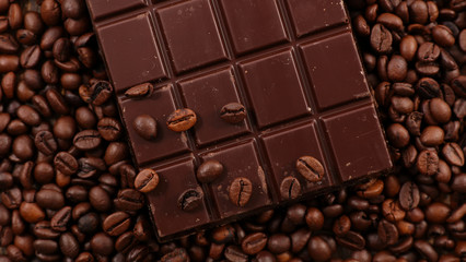 coffee bean and chocolate bar