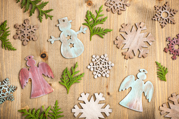 Christmas decoration on wooden background - Powered by Adobe